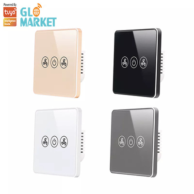 Glomarket Tuya Công tắc quạt Wifi thông minh Tiêu chuẩn EU Kính cảm ứng treo tường Điều khiển từ xa không dây