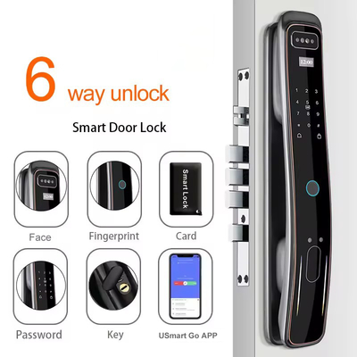 Glomarket Tự động hoàn toàn Tuya Wifi Khóa cửa thông minh Kiểm soát điện thoại di động Ngón tay Nhập mật khẩu kỹ thuật số Khóa thông minh Với máy ảnh