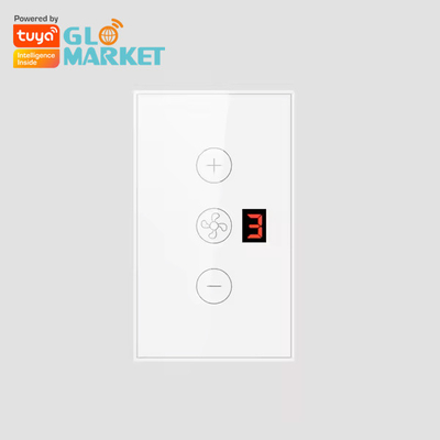 Glomarket Tuya Ứng dụng điều khiển từ xa bằng giọng nói Hiển thị Cấp độ 5 Tốc độ gió Tiêu chuẩn Wifi Quạt trần thủy tinh Khả năng cảm ứng Bức tường
