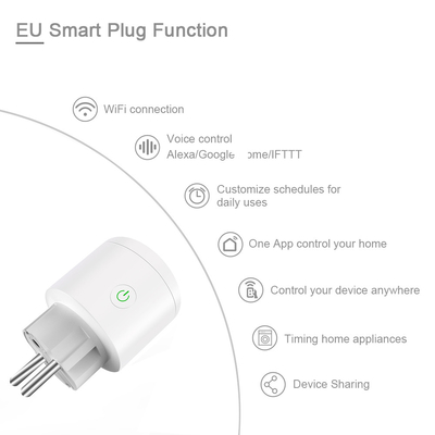 Glomarket Tuya Wifi EU Cắm thông minh Điều khiển bằng giọng nói không dây Hoạt động với Google Alexa