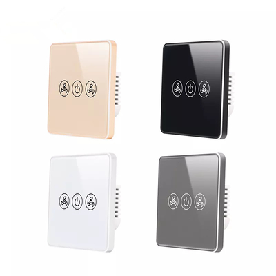 Công tắc quạt Wifi thông minh Tuya Tiêu chuẩn EU Kính cảm ứng tường Điều khiển từ xa không dây
