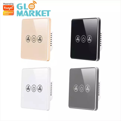 Công tắc quạt Wifi thông minh Tuya Tiêu chuẩn EU Kính cảm ứng tường Điều khiển từ xa không dây