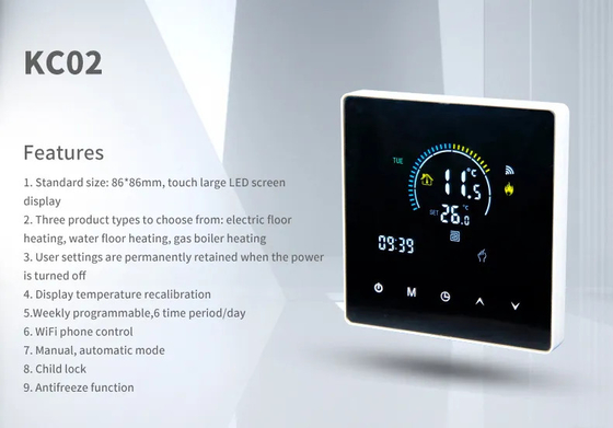 Tuya Bộ điều nhiệt thông minh có thể lập trình Wifi để sưởi ấm nồi hơi bằng gas trên sàn nước