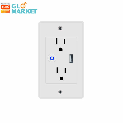 Tuya 2.4GHz Ổ cắm điện trên tường Ổ cắm điện thông minh có 1 cổng USB