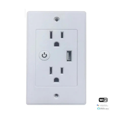 Tuya 2.4GHz Ổ cắm điện trên tường Ổ cắm điện thông minh có 1 cổng USB