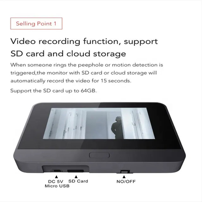 Camera quan sát cửa kỹ thuật số thông minh Tuya Màn hình 4,3 inch Camera chuông cửa cảm biến chuyển động