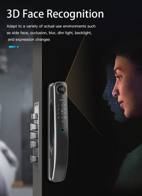 Tuya Nhận dạng khuôn mặt 3D Khóa cửa Wifi thông minh Camera góc rộng Mắt mèo Khóa cửa Zigbee