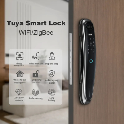 Khóa cửa Wifi thông minh Tuya hợp kim kẽm Khóa cửa thông minh mắt mèo