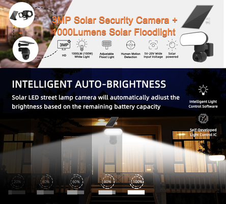Đèn pha thông minh Camera Wifi 4G An ninh năng lượng mặt trời 3MP Theo dõi chuyển động Camera âm thanh hai chiều