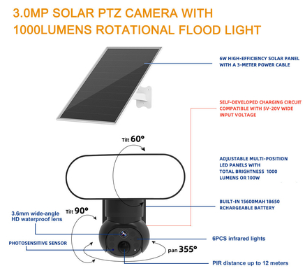 Đèn pha thông minh Camera Wifi 4G An ninh năng lượng mặt trời 3MP Theo dõi chuyển động Camera âm thanh hai chiều