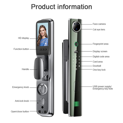 4200mah pin lithium lớn khóa cửa thông minh với camera giám sát mắt mèo