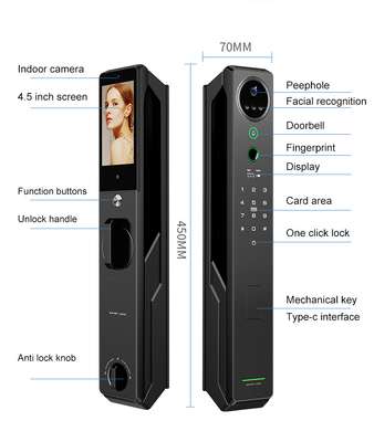 Khóa nhận dạng khuôn mặt thông minh nặng Tuya Smart intercom thị giác