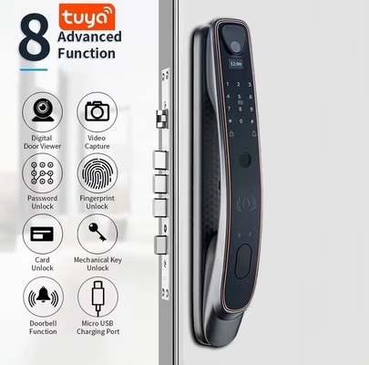 Tuya nhận dạng khuôn mặt khóa cửa thông minh WiFi / dấu vân tay zigbee / tĩnh mạch ngón tay tùy chọn chụp mắt mèo