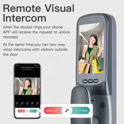 Glomarket Tuya Khóa cửa thông minh 3d nhận dạng khuôn mặt Khóa thông minh tự động với camera Khóa cửa an ninh sinh trắc thông minh