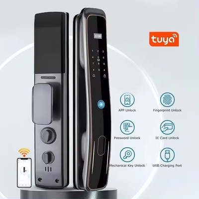 Glomarket Tự động hoàn toàn Tuya Wifi Khóa cửa thông minh Kiểm soát điện thoại di động Ngón tay Nhập mật khẩu kỹ thuật số Khóa thông minh Với máy ảnh