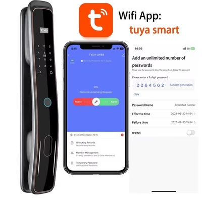 Glomarket Tự động hoàn toàn Tuya Wifi Khóa cửa thông minh Kiểm soát điện thoại di động Ngón tay Nhập mật khẩu kỹ thuật số Khóa thông minh Với máy ảnh