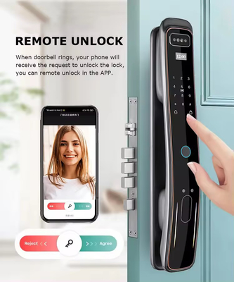 Glomarket Tự động hoàn toàn Tuya Wifi Khóa cửa thông minh Kiểm soát điện thoại di động Ngón tay Nhập mật khẩu kỹ thuật số Khóa thông minh Với máy ảnh