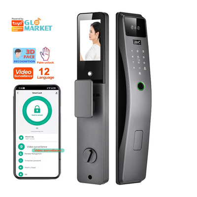 Glomarket 3d nhận dạng khuôn mặt Khóa cửa thông minh Tuya Real Time Video Intercom Wifi Khóa cửa thông minh với Palm Print