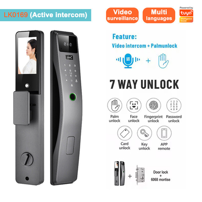 Glomarket 3d nhận dạng khuôn mặt Khóa cửa thông minh Tuya Real Time Video Intercom Wifi Khóa cửa thông minh với Palm Print