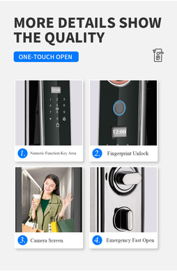 Glomarket Giá nhà máy Ứng dụng Wifi Khóa cửa thông minh Với nhận dạng khuôn mặt Dấu vân tay sinh trắc Cerradura Hỗ trợ chức năng điện thoại liên lạc