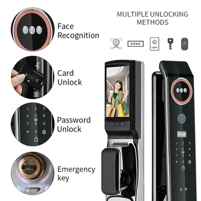 Glomarket Giá nhà máy Ứng dụng Wifi Khóa cửa thông minh Với nhận dạng khuôn mặt Dấu vân tay sinh trắc Cerradura Hỗ trợ chức năng điện thoại liên lạc