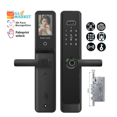 Glomarket Tuya Wifi Smart Lock Nhôm Cửa gỗ Nhận dạng khuôn mặt Dấu chân Dấu vân tay Sinh trắc kỹ thuật số Khóa thông minh