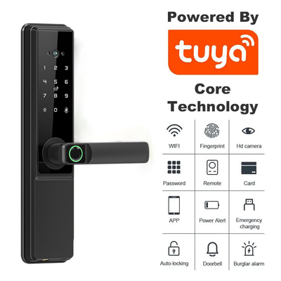 Glomarket Tuya WIFI Smart Door Lock With Cat Eye Khóa kỹ thuật số Khóa vân tay điện tử Khóa nhà thông minh