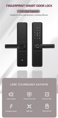 Glomarket Tuya WIFI Smart Door Lock With Cat Eye Khóa kỹ thuật số Khóa vân tay điện tử Khóa nhà thông minh