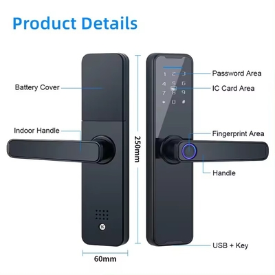 Glomarket Wifi Tuya Smart Door Lock Dấu vân tay nhôm Password Card Key Unlock Biometric Digital Smart Lock