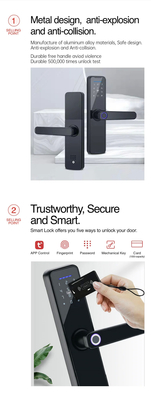 Glomarket Wifi Tuya Smart Door Lock Dấu vân tay nhôm Password Card Key Unlock Biometric Digital Smart Lock
