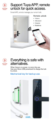 Glomarket Wifi Tuya Smart Door Lock Dấu vân tay nhôm Password Card Key Unlock Biometric Digital Smart Lock