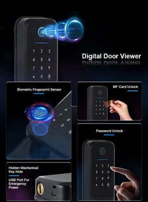 Glomarket Wifi Biometric Electronic Tuya App Remote Smart Lock Smart Fingerprint Door Lock Với mắt mèo