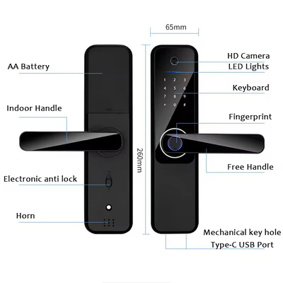 Glomarket Wifi Biometric Electronic Tuya App Remote Smart Lock Smart Fingerprint Door Lock Với mắt mèo