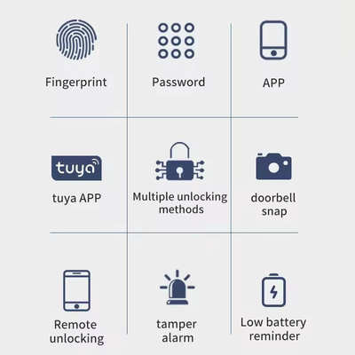 Glomarket Wifi Biometric Electronic Tuya App Remote Smart Lock Smart Fingerprint Door Lock Với mắt mèo