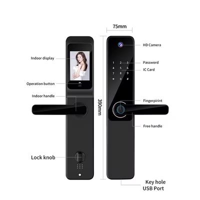Glomarket Tuya Wifi dấu vân tay mật khẩu kỹ thuật số Khóa cửa thông minh Khóa điều khiển từ xa thông minh với máy ảnh