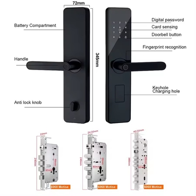Glomarket Home Apartment Tuya Smart WiFi Khóa cửa kỹ thuật số Điện thoại APP điều khiển từ xa An ninh Ánh tay Khóa cửa thông minh