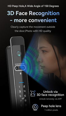 Glomarket Tuya 3d Face Cerradura Intelligente Máy ảnh Wifi điện tự động Dấu vân tay Khóa cửa thông minh kỹ thuật số