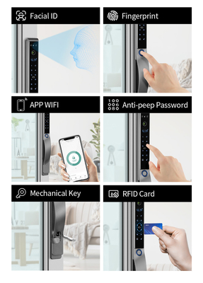 Glomarket ngoài trời Điện không chìa khóa nhận dạng khuôn mặt 3D Tuya Mã thông báo kỹ thuật số Khóa cửa Khóa không thấm nước Khóa thông minh dấu vân tay