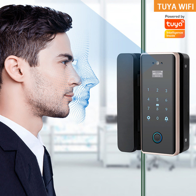 Glomarket Wifi Tuya Ứng dụng điều khiển từ xa Smart fingerprint Glass Door Lock Card Password Face Unlock For Push Cửa trượt