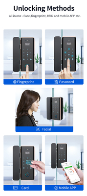 Glomarket Wifi Tuya Ứng dụng điều khiển từ xa Smart fingerprint Glass Door Lock Card Password Face Unlock For Push Cửa trượt
