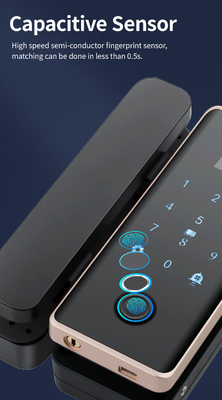 Glomarket Wifi Tuya Ứng dụng điều khiển từ xa Smart fingerprint Glass Door Lock Card Password Face Unlock For Push Cửa trượt