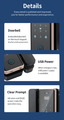 Glomarket Wifi Tuya Ứng dụng điều khiển từ xa Smart fingerprint Glass Door Lock Card Password Face Unlock For Push Cửa trượt