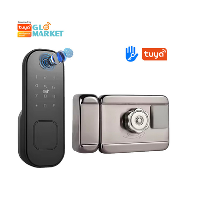 Glomarket Smart Home Kiểm phòng nước Smart Electric Rim Lock với Tuya APP Control WIFI Cửa ngoài cửa ngón tay Smart Lock