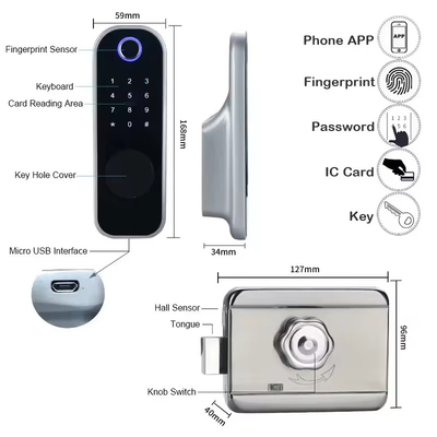 Glomarket Apartment Tuya Khóa cửa thông minh Khóa chống trộm Khóa mật khẩu kỹ thuật số Khóa kiểm soát ứng dụng Cửa cửa Nhị trí thông minh Khóa vân tay