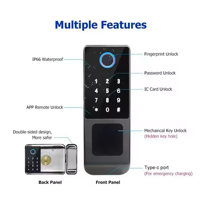 Glomarket Tuya chống nước TTLock kỹ thuật số mở khóa từ xa Khóa thông minh bằng dấu vân tay hai mặt