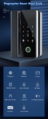 Glomarket Tuya Khóa cửa kính thông minh dấu vân tay sinh trắc học BLE Khóa điện tử thông minh Cho văn phòng Cửa kính