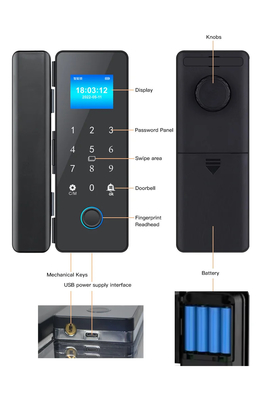 Glomarket Khóa cửa kính thông minh Wifi điều khiển từ xa Tuya ứng dụng Văn phòng Khóa thẻ kỹ thuật số dấu vân tay sinh trắc học Khóa cửa