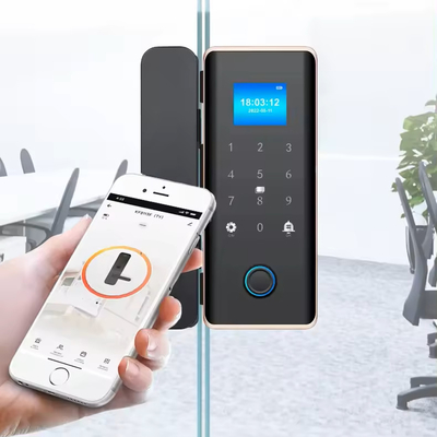 Glomarket Khóa cửa kính thông minh Wifi điều khiển từ xa Tuya ứng dụng Văn phòng Khóa thẻ kỹ thuật số dấu vân tay sinh trắc học Khóa cửa