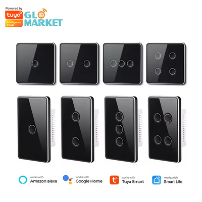 Glomarket Tuya Zigbee/wifi EU thủy tinh nóng nồng nút cảm ứng đèn chuyển đổi 1/2/3/4 Gang Wifi Wall Switch Làm việc với Google Alexa