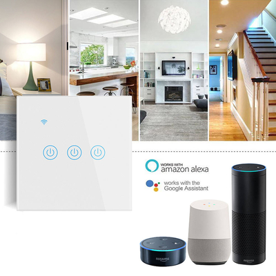 Glomarket EU 1/2/3/4 Gang Tuya Smart Switch Light Alexa Voice Control Touch Glass Wall Wireless Wifi Switch Điện